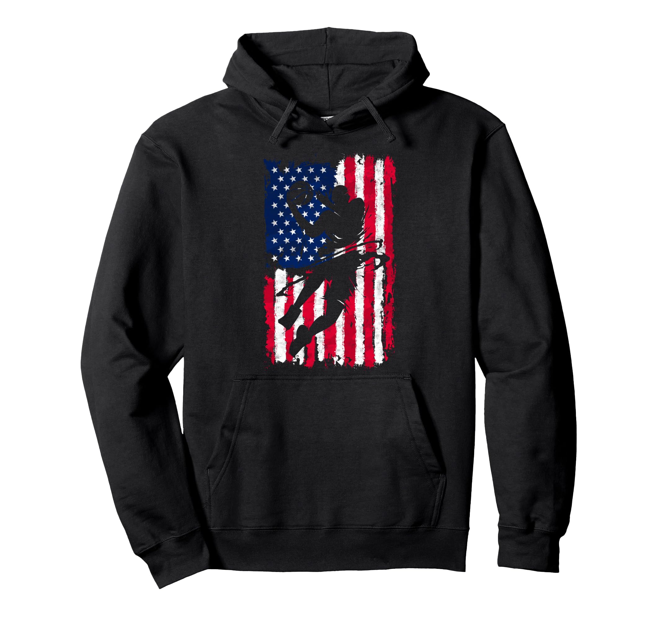 Us Flag Basketball Player Slam Dunk Fan Hoodie - Trendy Graphic Men Women - T-Shirt, Sweatshirt, Hoodie