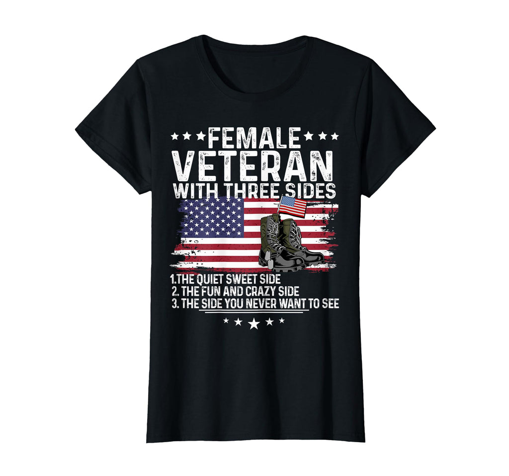 Female Veteran Three Sides Usa Veteran T-Shirt - Trendy Graphic Unisex - T-Shirt, Sweatshirt, Hoodie
