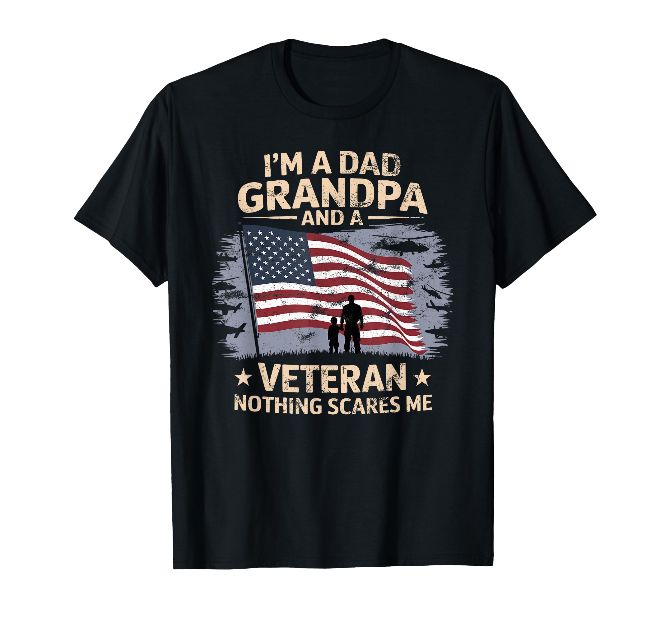 Dad Grandpa Veteran American Flag T-Shirt - Graphic Print for Adults - T-Shirt, Sweatshirt, Hoodie