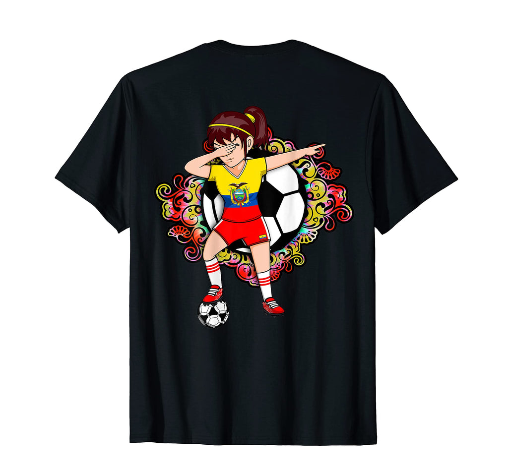 Dabbing Soccer Ecuador Jersey Floral T-Shirt - Novelty Apparel for Adults - T-Shirt, Sweatshirt, Hoodie