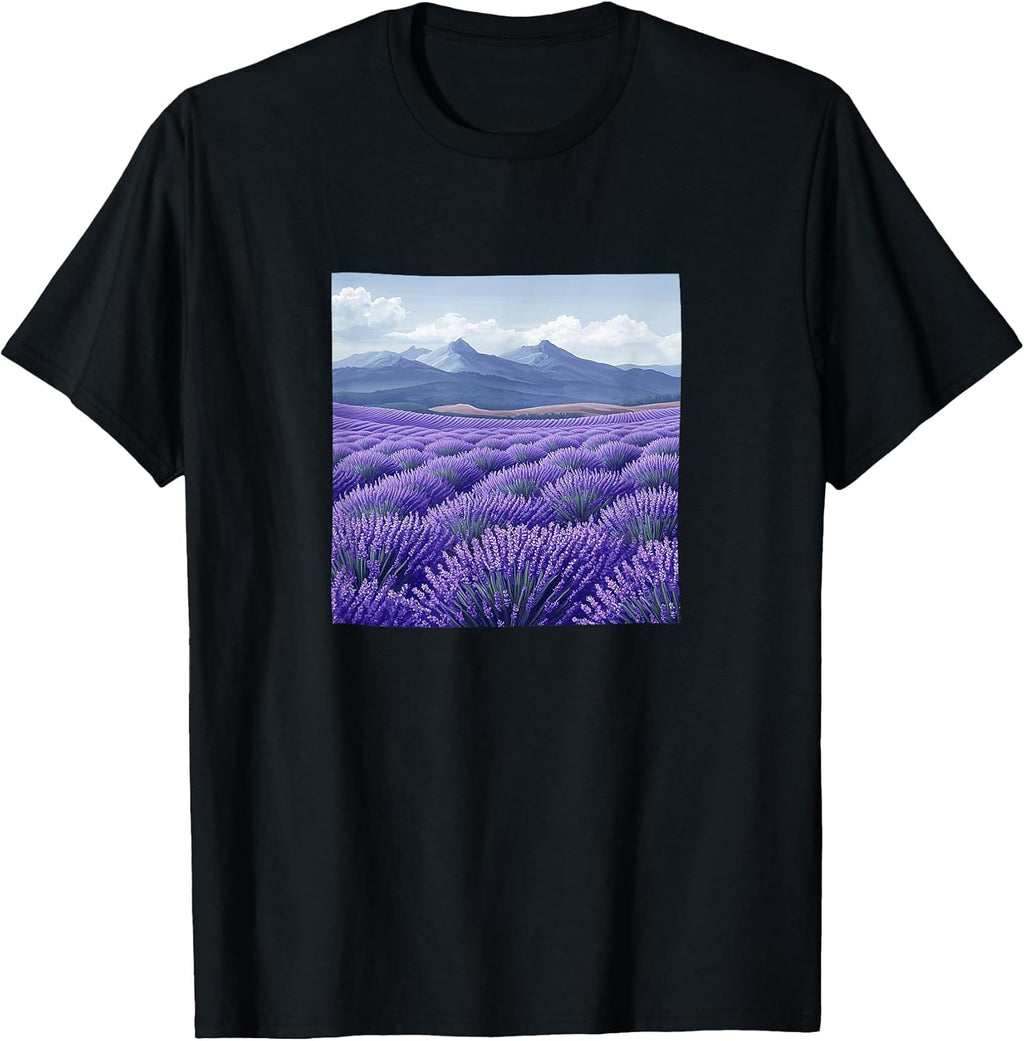 Lavender Fields In Bloom Vintage Landscape Merch - Adult & Kids T-Shirts, Sweatshirts & Hoodies apparel design preview 1