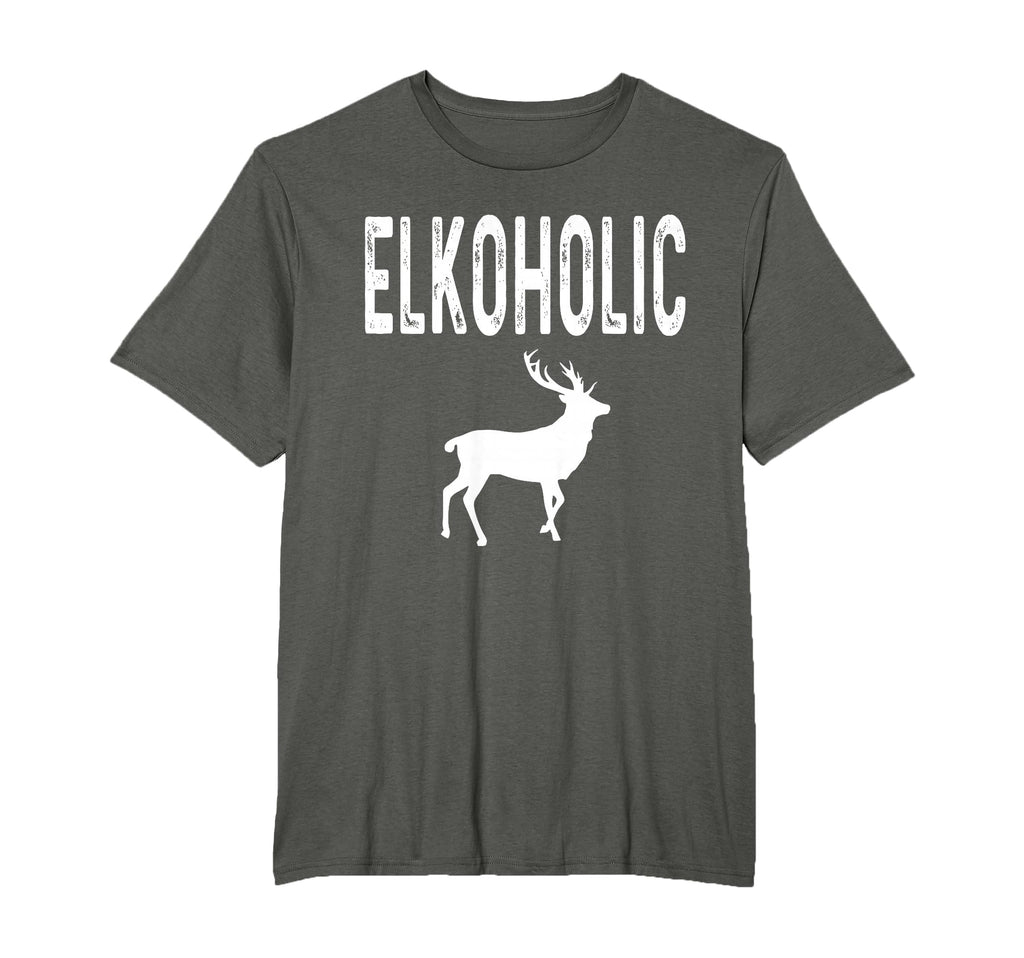 Elkoholic Elk Hunter Hunting Dad Deer T-Shirt - Custom Art Print Unisex - T-Shirt, Sweatshirt, Hoodie