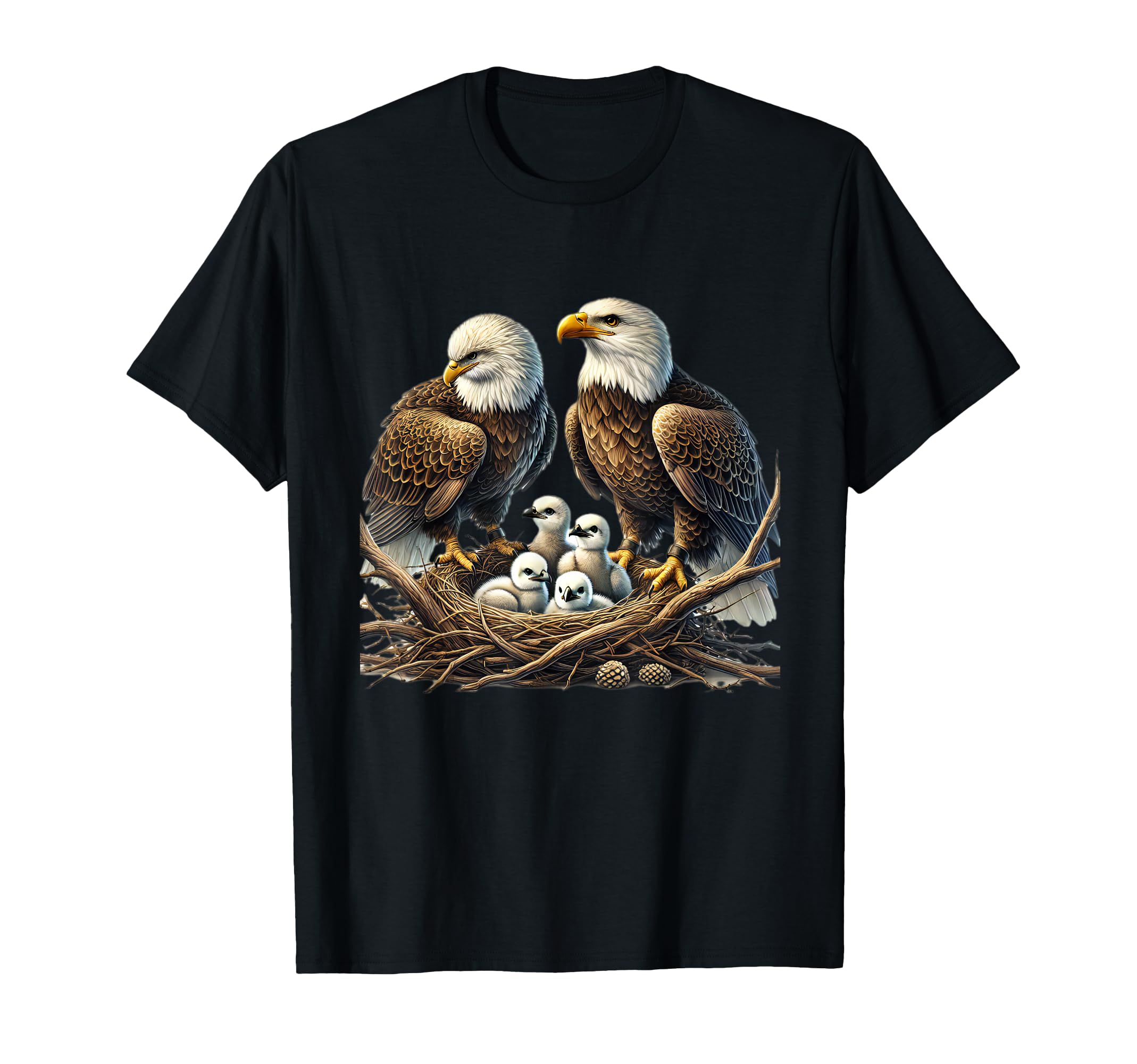 Four Eaglet Chicks Babies Nest Bald T-Shirt - Minimalist Print Men Women - T-Shirt, Sweatshirt, Hoodie
