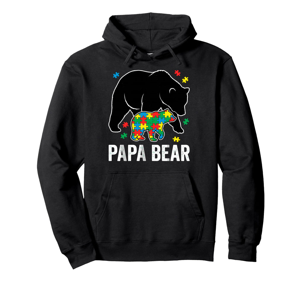 Papa Bear Autism Awareness Puzzle Hoodie - Minimalist Print Men Women - T-Shirt, Sweatshirt, Hoodie