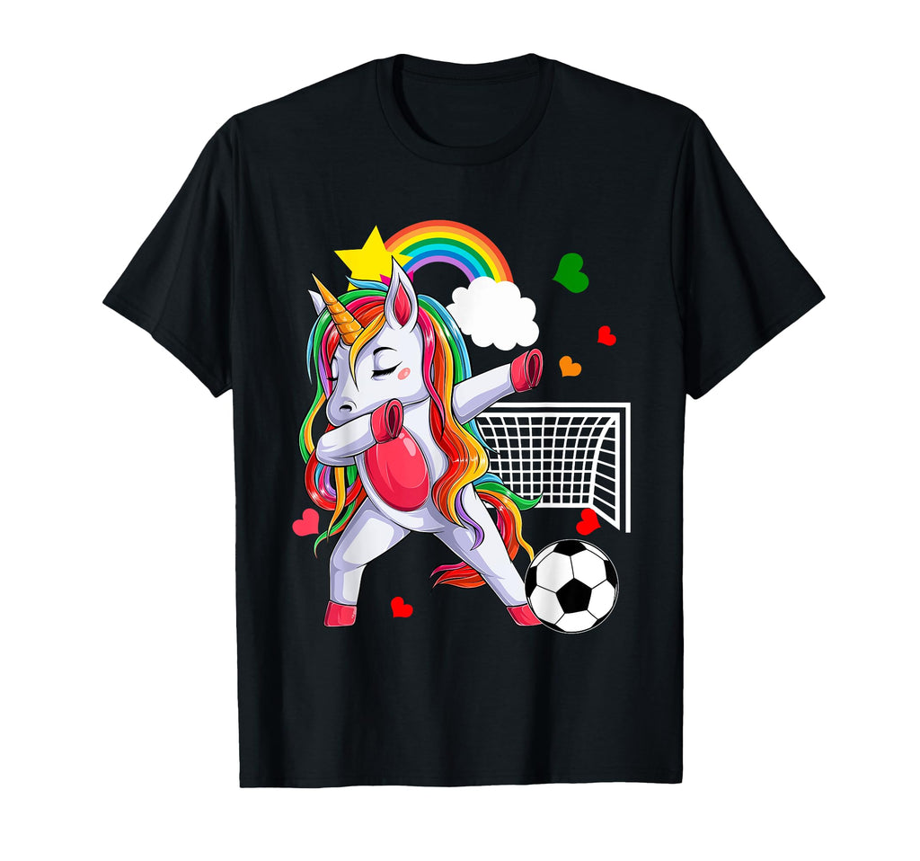 Dabbing Unicorn Playing Soccer T-Shirt - Casual Everyday Wear Men Women - T-Shirt, Sweatshirt, Hoodie
