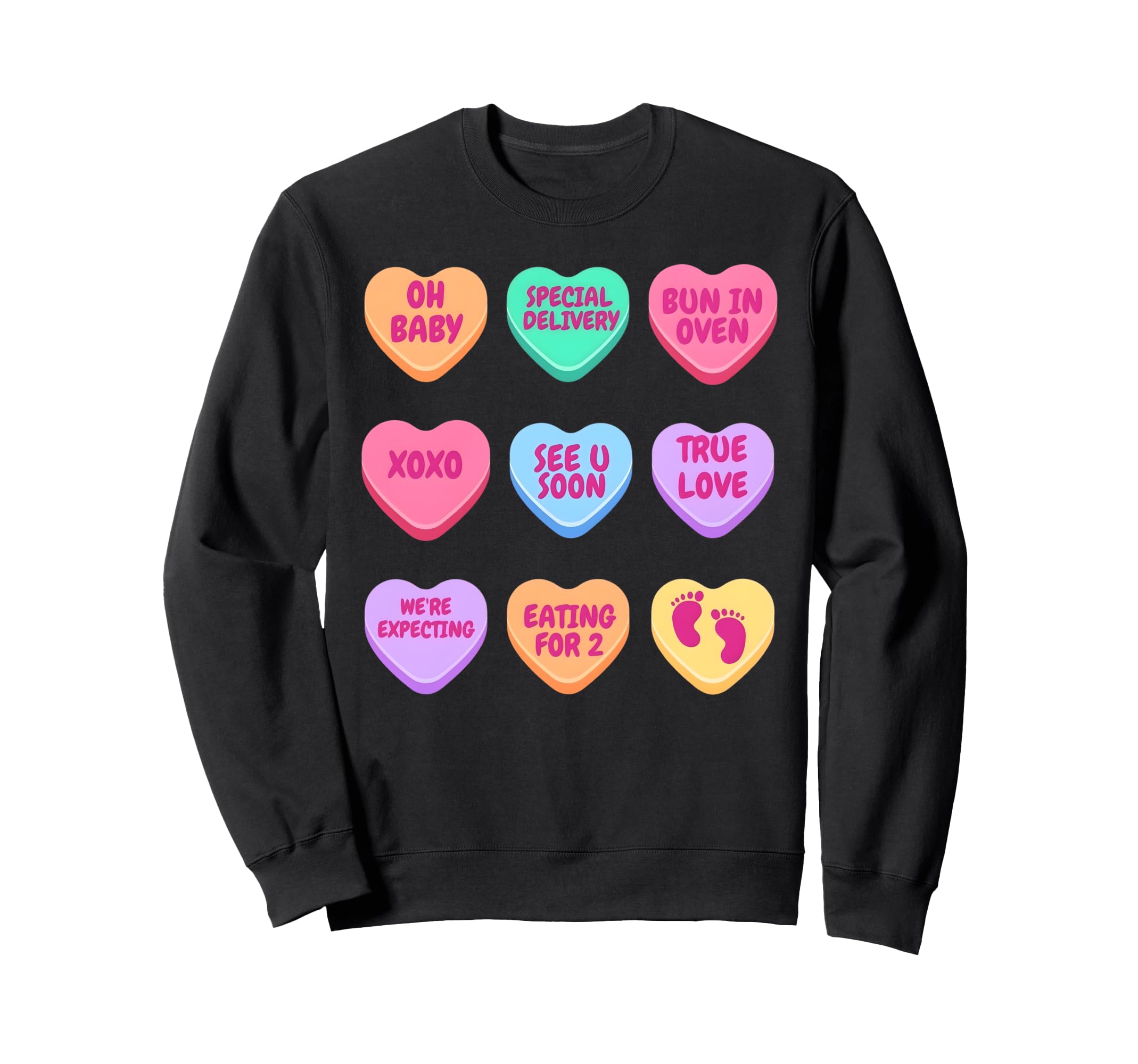 Pregnancy Announcement Hearts Candy Sweatshirt - Graphic Print Men Women - T-Shirt, Sweatshirt, Hoodie