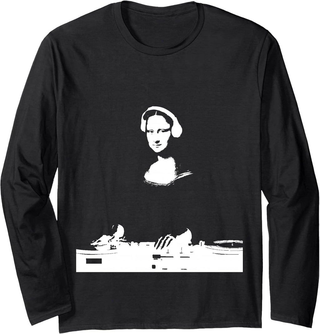 Mona Lisa DJ Art Funny EDM Techno Rave Music - Adult & Kids T-Shirts, Sweatshirts & Hoodies apparel design preview 1