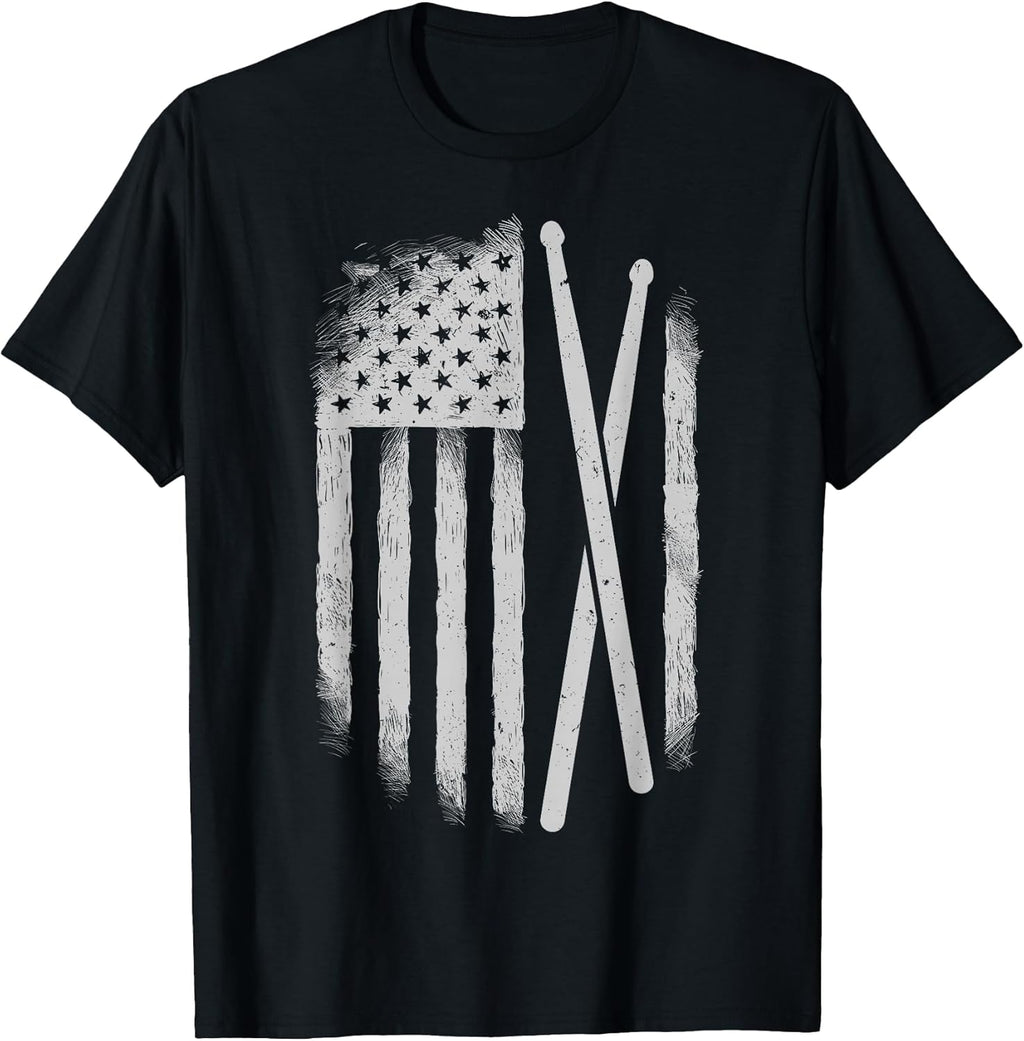 American Flag Drumsticks USA Drummers Vintage Drum - Adult & Kids T-Shirts, Sweatshirts & Hoodies apparel design preview 1
