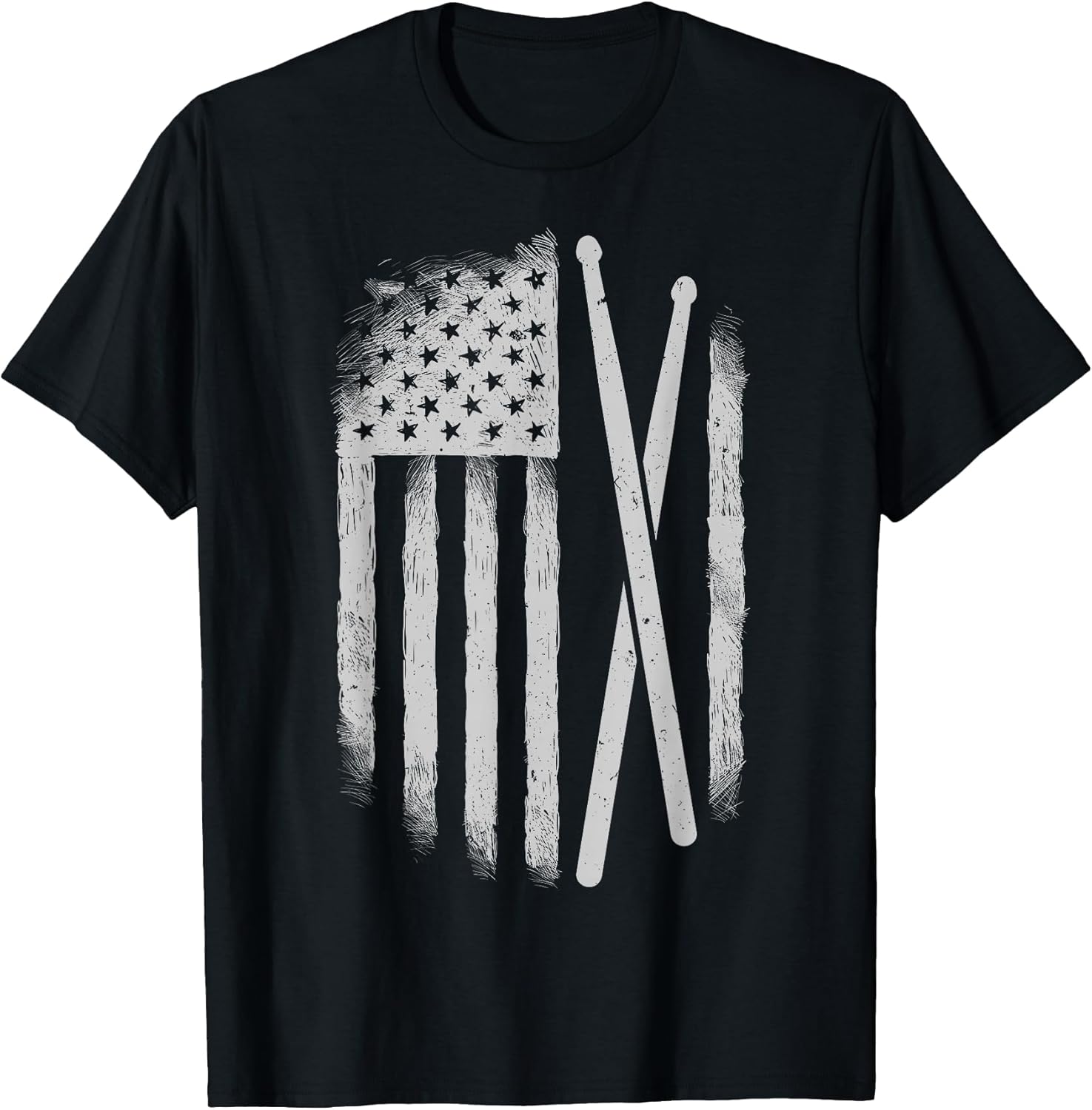 American Flag Drumsticks USA Drummers Vintage Drum - Adult & Kids T-Shirts, Sweatshirts & Hoodies apparel design preview 1