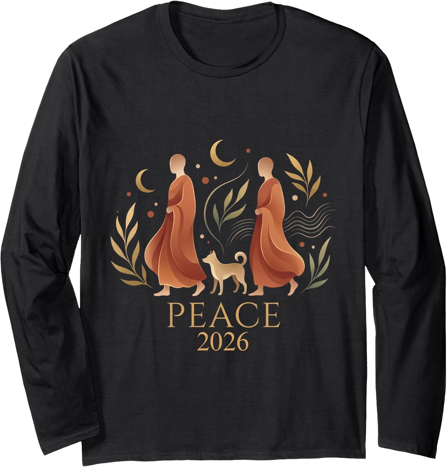 Walk Peace 2026 World Monks with Aloka Dog Spiritual - Adult & Kids T-Shirts, Sweatshirts & Hoodies apparel design preview 1