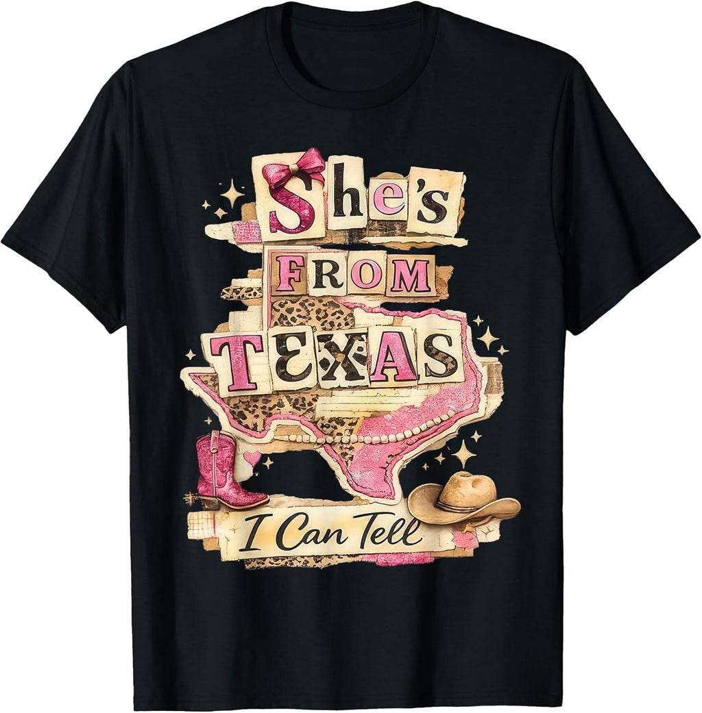 She's from-Texas I Can Tell Retro Vintage Texas-Girl - Adult & Kids T-Shirts, Sweatshirts & Hoodies apparel design preview 1