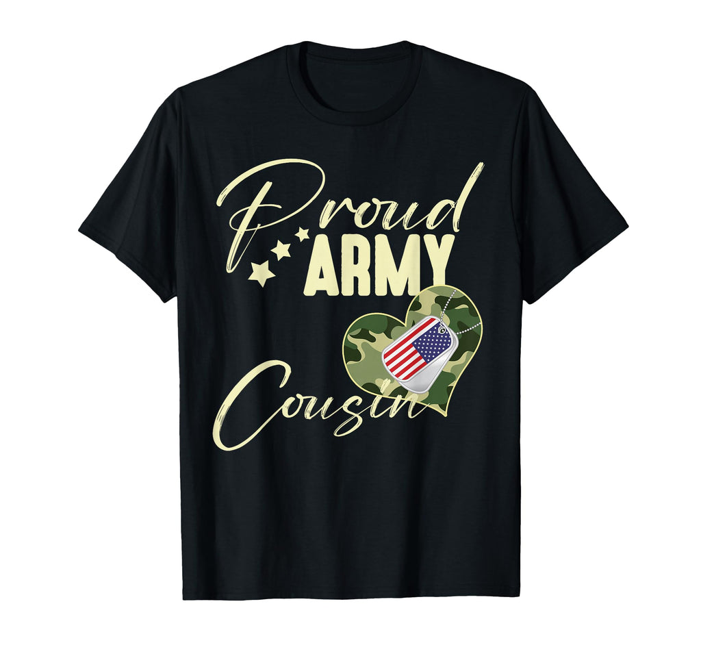 Proud Army Cousin Camouflage Dog Tag Usa T-Shirt - Custom Art Print Unisex - T-Shirt, Sweatshirt, Hoodie