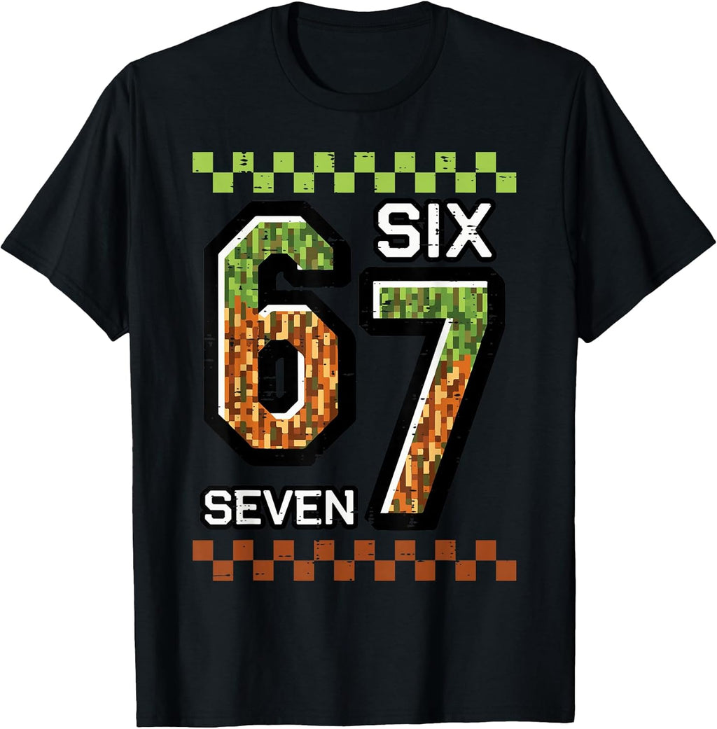 6 7 Six Seven Pixel Gaming Funny Meme 67 Boys Kids - Adult & Kids T-Shirts, Sweatshirts & Hoodies apparel design preview 1