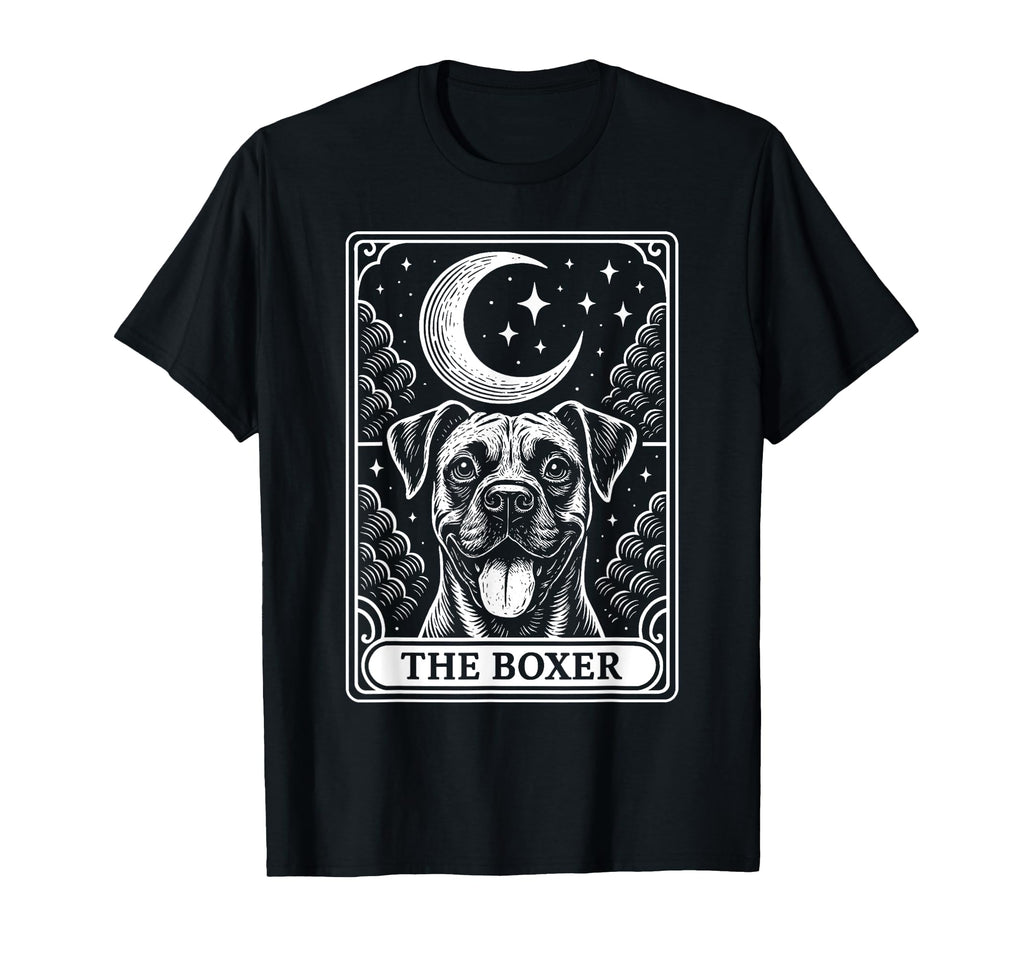 Boxer Dog Mom Tarot Card Crescent Moon T-Shirt - Custom Art Print Men Women - T-Shirt, Sweatshirt, Hoodie
