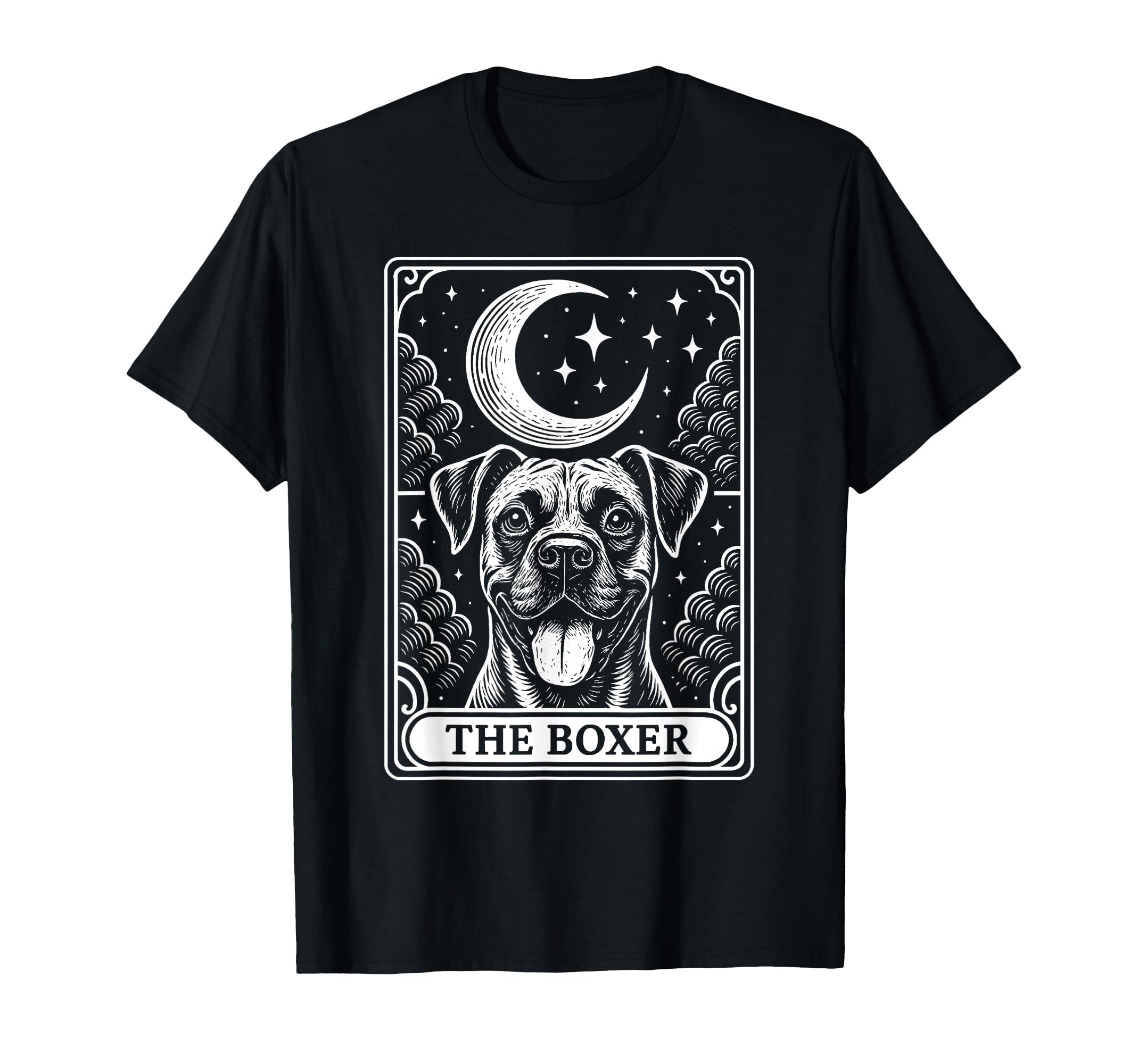 Boxer Dog Mom Tarot Card Crescent Moon T-Shirt - Custom Art Print Men Women - T-Shirt, Sweatshirt, Hoodie