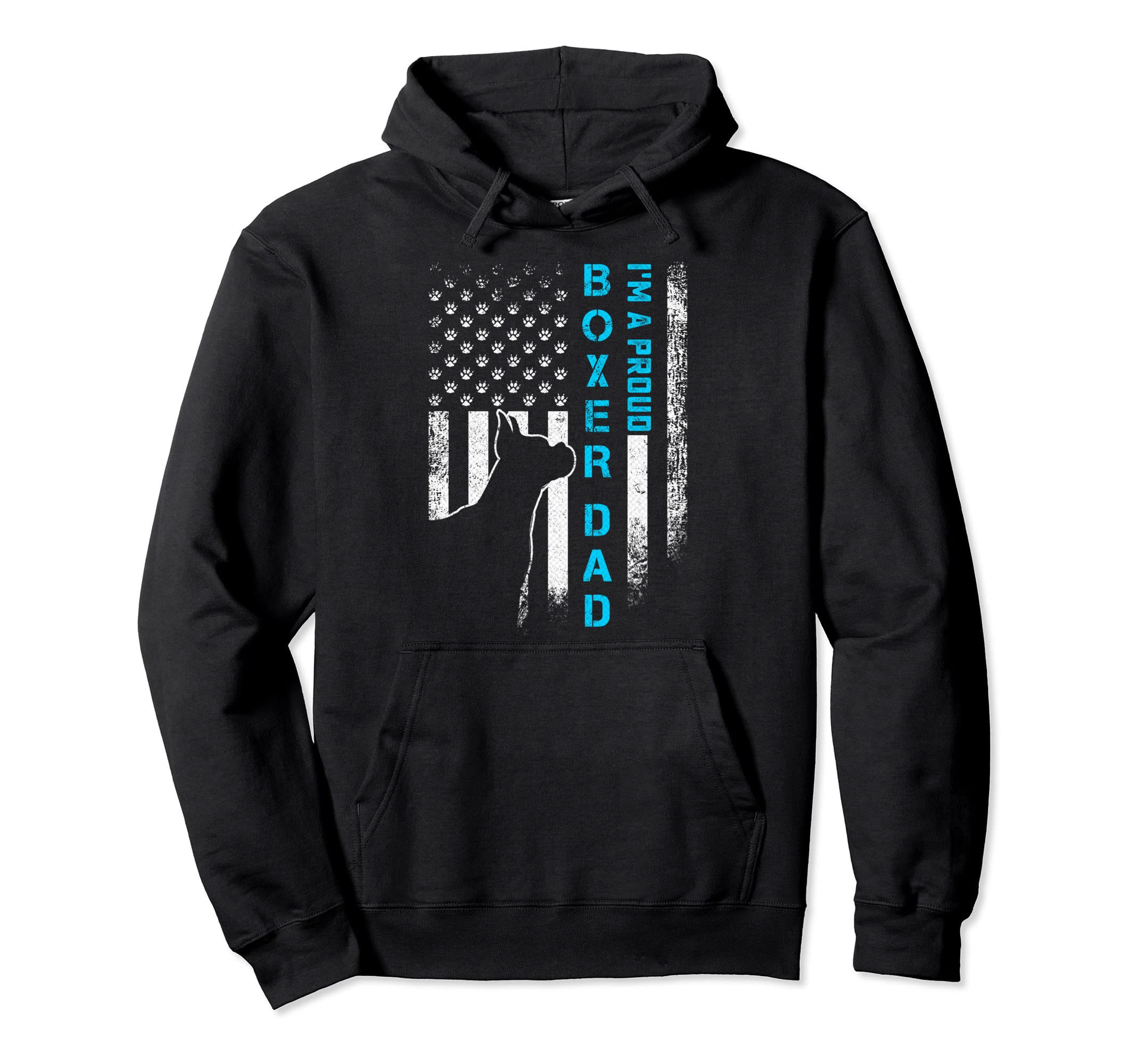 Usa American Flag Im Proud Boxer Dog Hoodie - Minimalist Print for Adults - T-Shirt, Sweatshirt, Hoodie