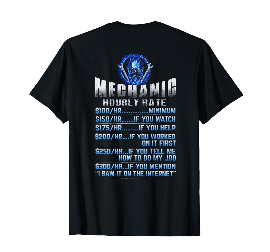Mechanic Hourly Rate Skull Back T-Shirt - Unique Graphic for Adults - T-Shirt, Sweatshirt, Hoodie