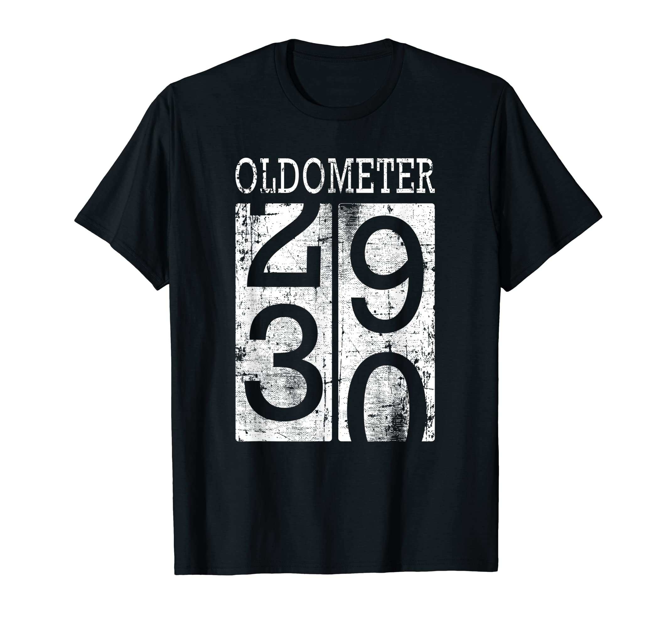 Oldometer Funny 30Th Birthday Distressed T-Shirt - Minimalist Print Unisex - T-Shirt, Sweatshirt, Hoodie