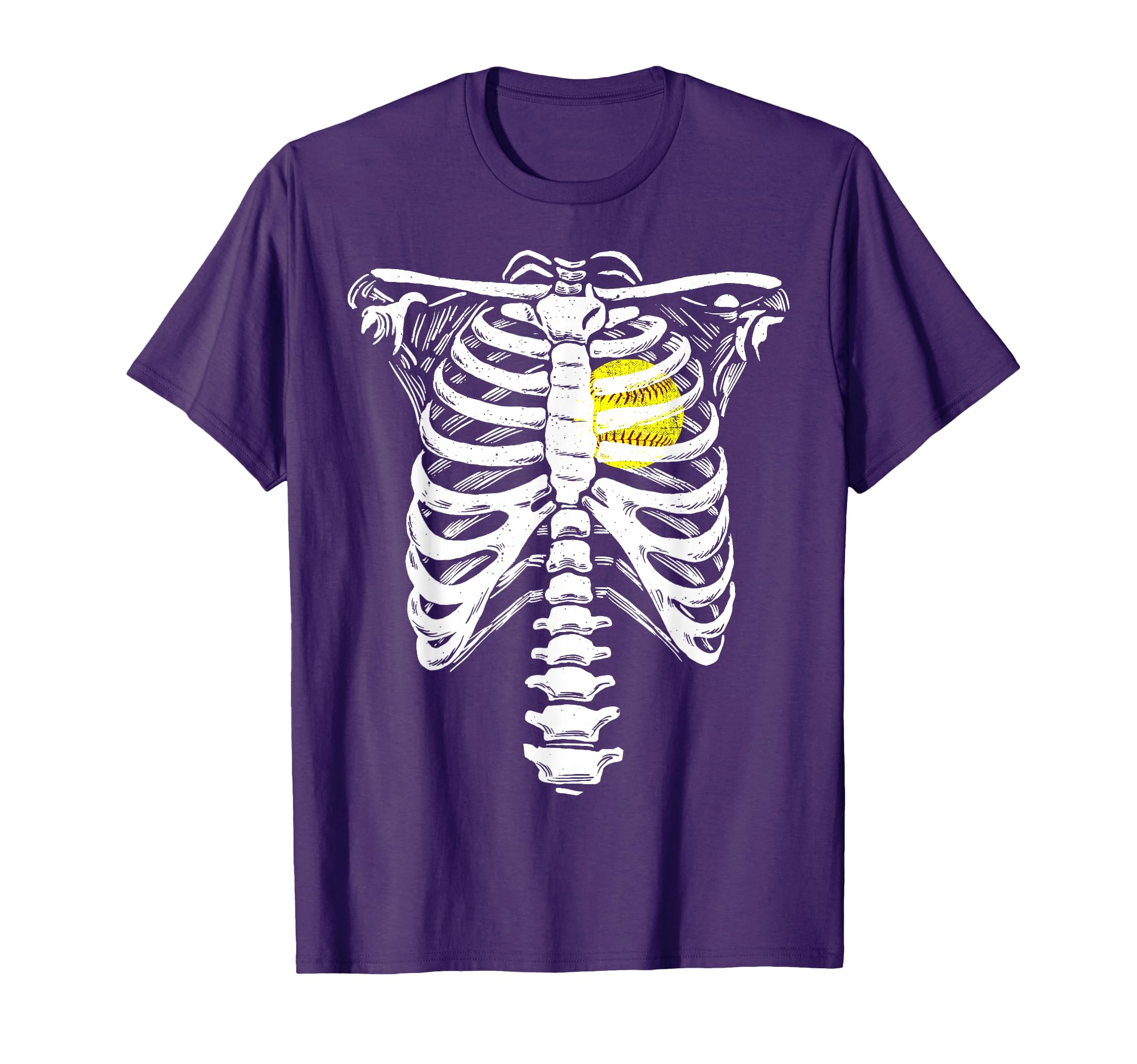 Softball Heart Skeleton Rib Cage T-Shirt - Minimalist Print Unisex - T-Shirt, Sweatshirt, Hoodie