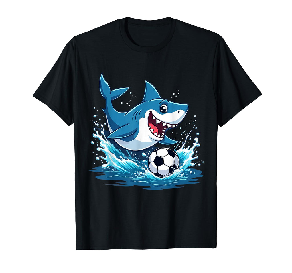 Funny Soccer Shark Playing Ball T-Shirt - Fun Novelty Design Men Women - T-Shirt, Sweatshirt, Hoodie