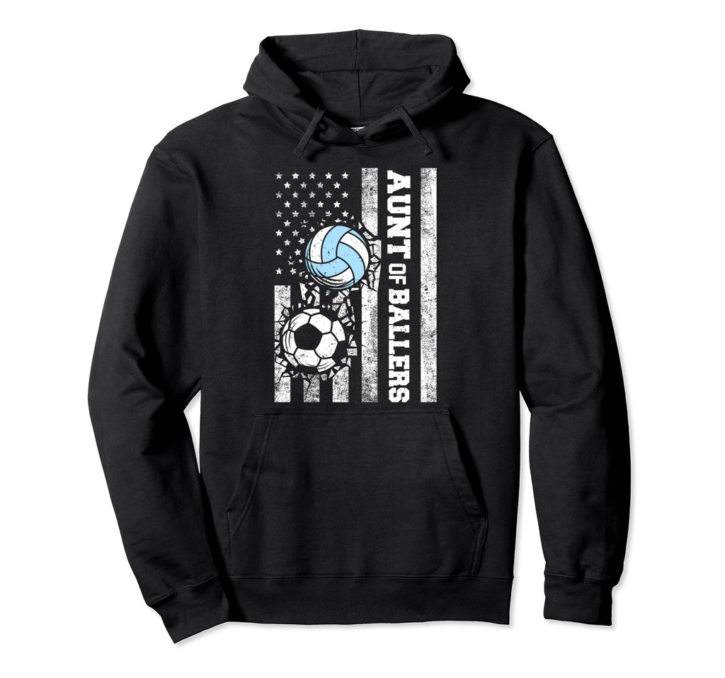 Aunt Ballers Funny Usa Flag Soccer Hoodie - Casual Everyday Wear Unisex - T-Shirt, Sweatshirt, Hoodie