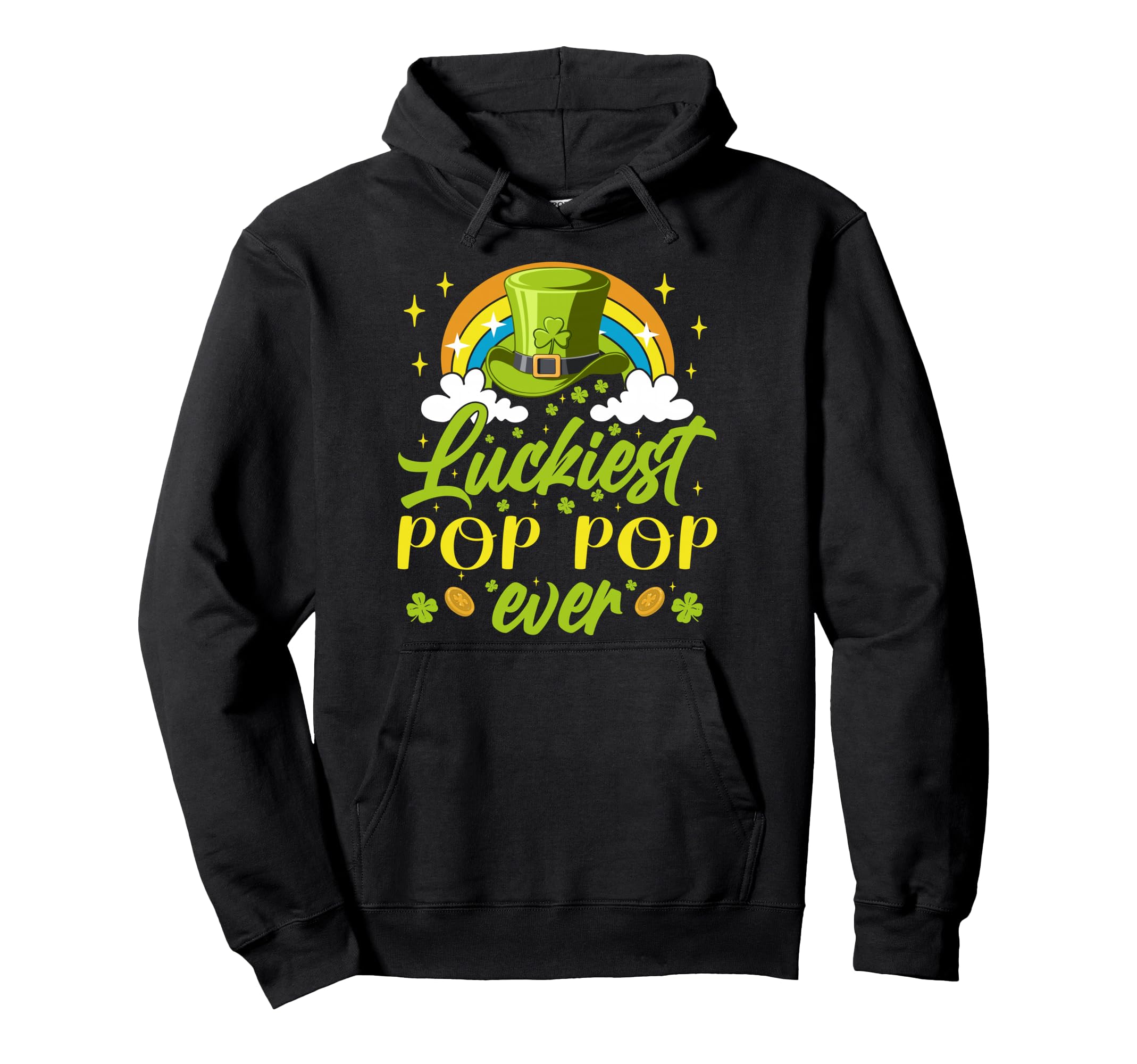 Luckiest Pop Pop Ever Shamrocks Lucky St Hoodie - Aesthetic Graphic Unisex - T-Shirt, Sweatshirt, Hoodie