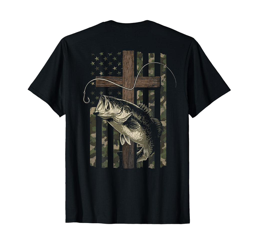 Christian Bass Fishing Back T-Shirt - Fun Novelty Design Men Women - T-Shirt, Sweatshirt, Hoodie