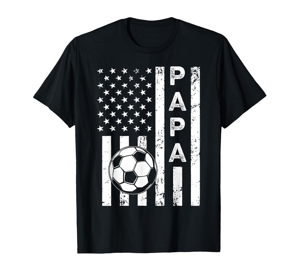 Soccer Papa Fathers Day American Flag T-Shirt - Unique Graphic Men Women - T-Shirt, Sweatshirt, Hoodie