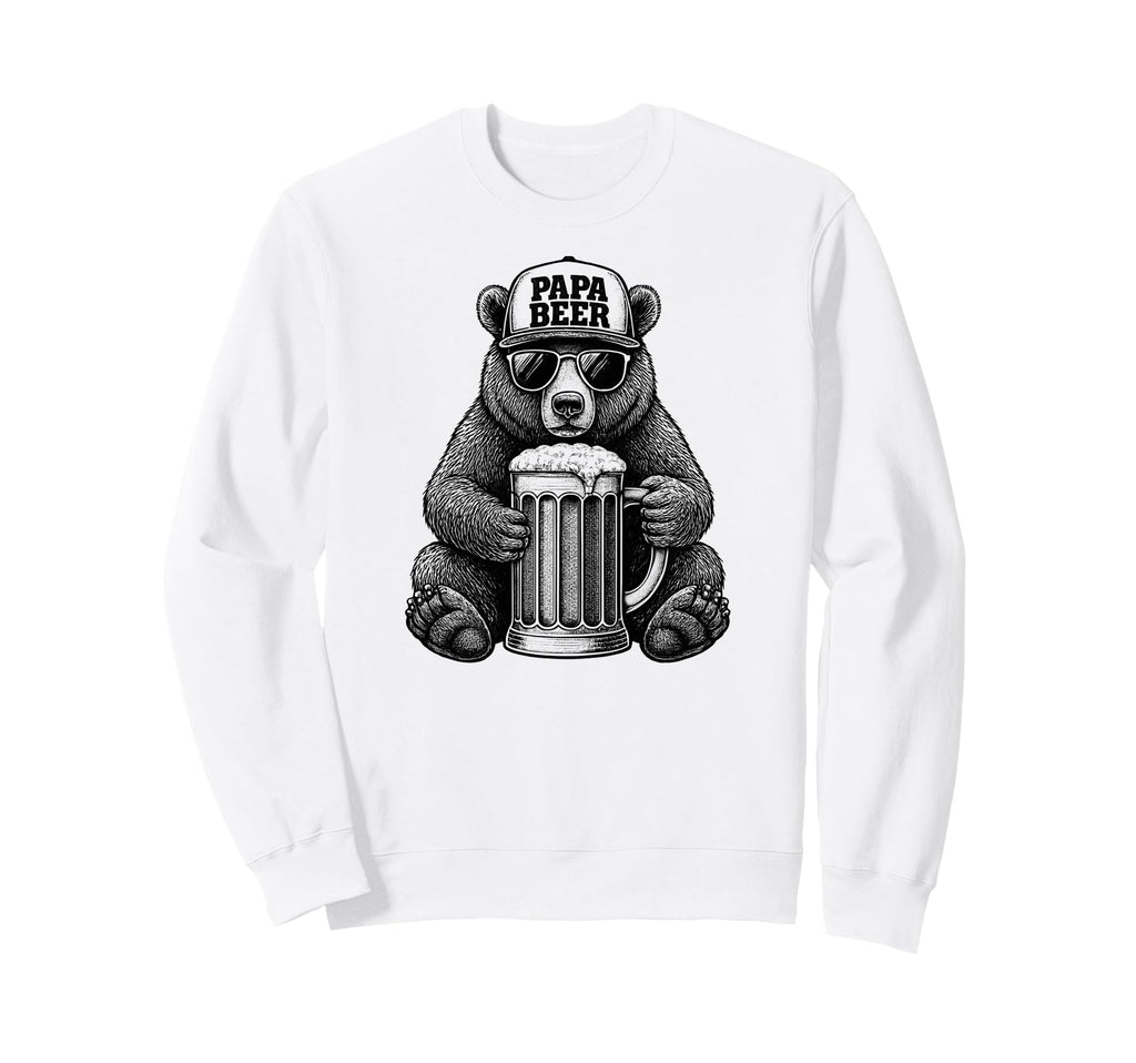 Papa Beer Funny Dad Bear Drinking Sweatshirt - Aesthetic Graphic for Adults - T-Shirt, Sweatshirt, Hoodie