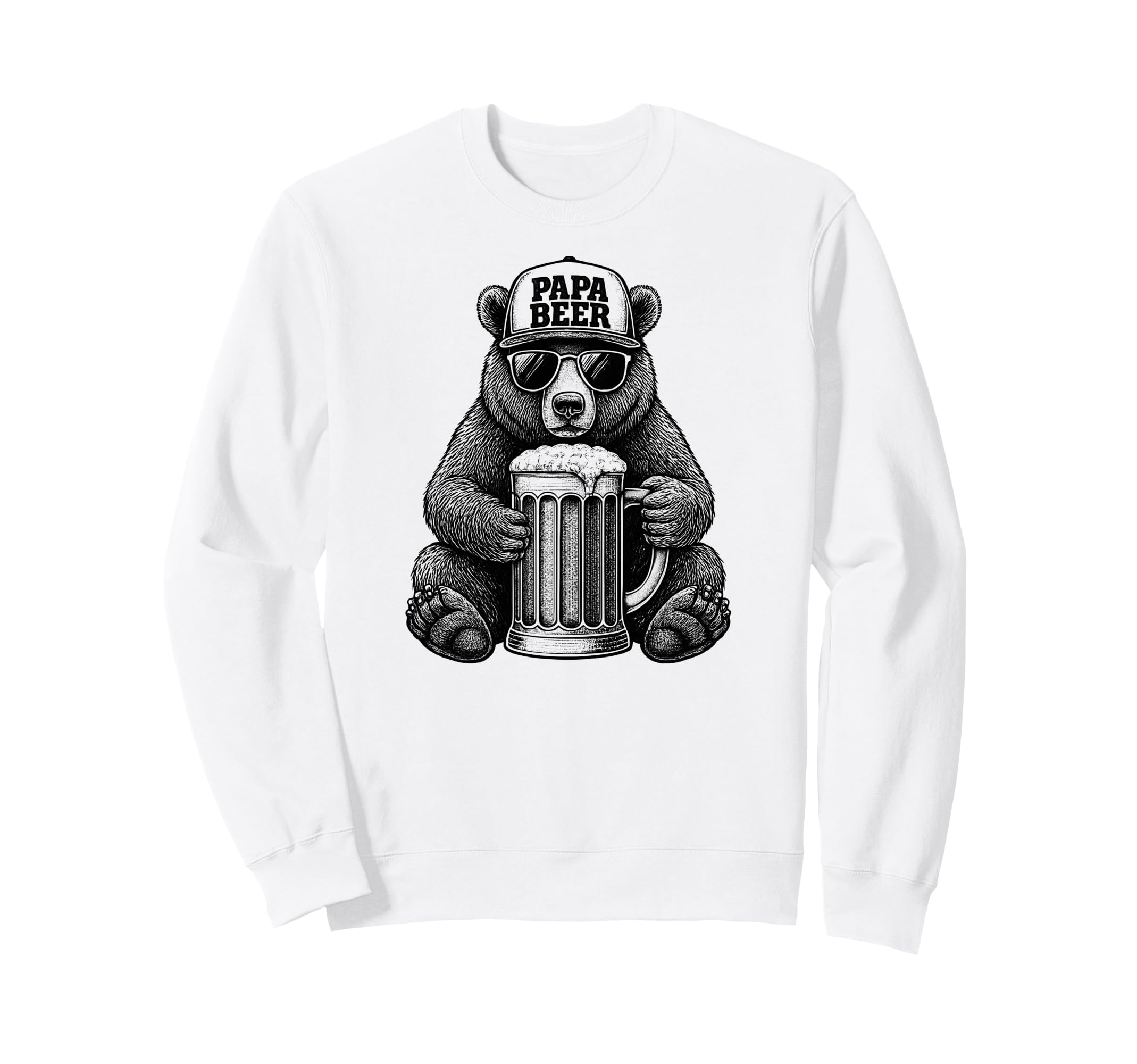 Papa Beer Funny Dad Bear Drinking Sweatshirt - Aesthetic Graphic for Adults - T-Shirt, Sweatshirt, Hoodie