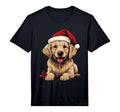 Golden Retriever Dog Santa Hat T-Shirt - Casual Everyday Wear Unisex - T-Shirt, Sweatshirt, Hoodie