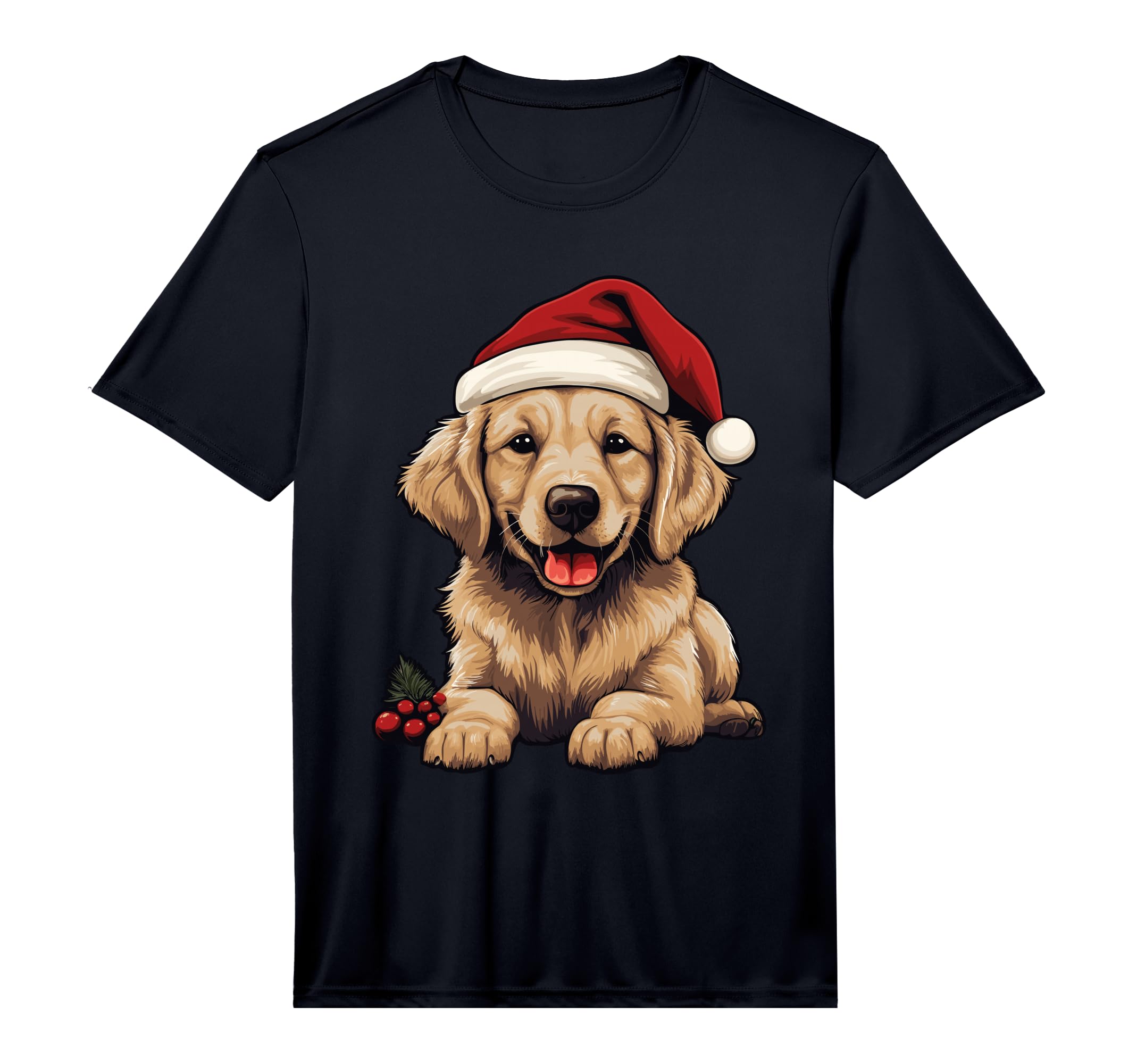 Golden Retriever Dog Santa Hat T-Shirt - Casual Everyday Wear Unisex - T-Shirt, Sweatshirt, Hoodie