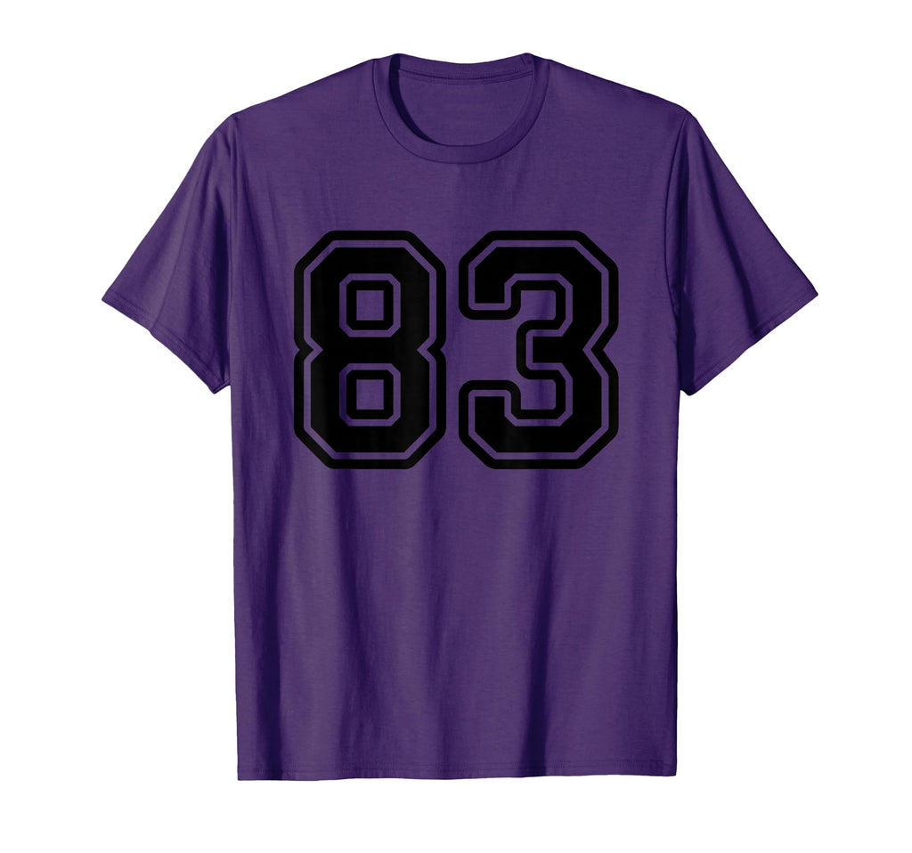 Number 83 Black Sports Team Varsity T-Shirt - Novelty Apparel Unisex - T-Shirt, Sweatshirt, Hoodie