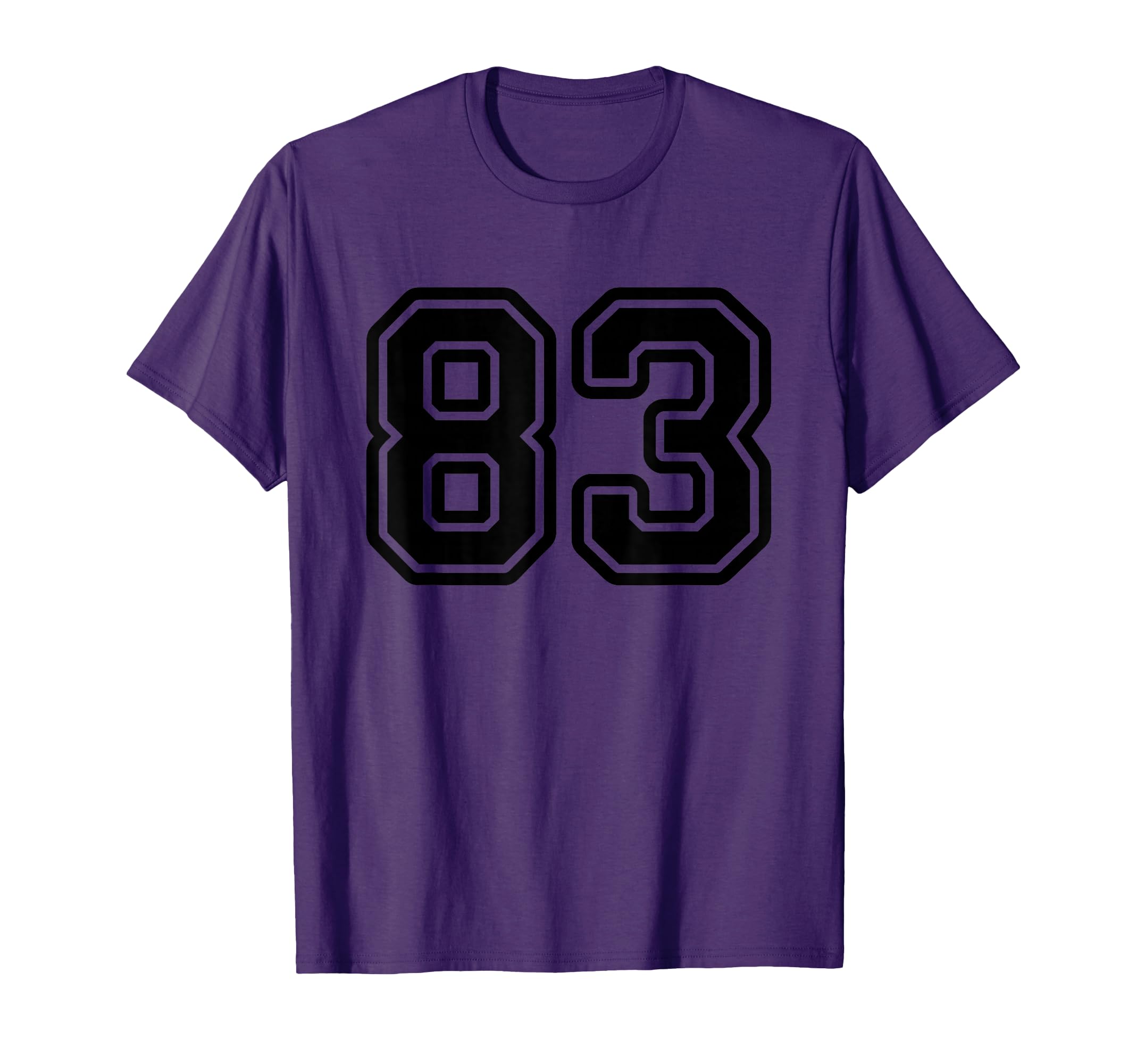 Number 83 Black Sports Team Varsity T-Shirt - Novelty Apparel Unisex - T-Shirt, Sweatshirt, Hoodie