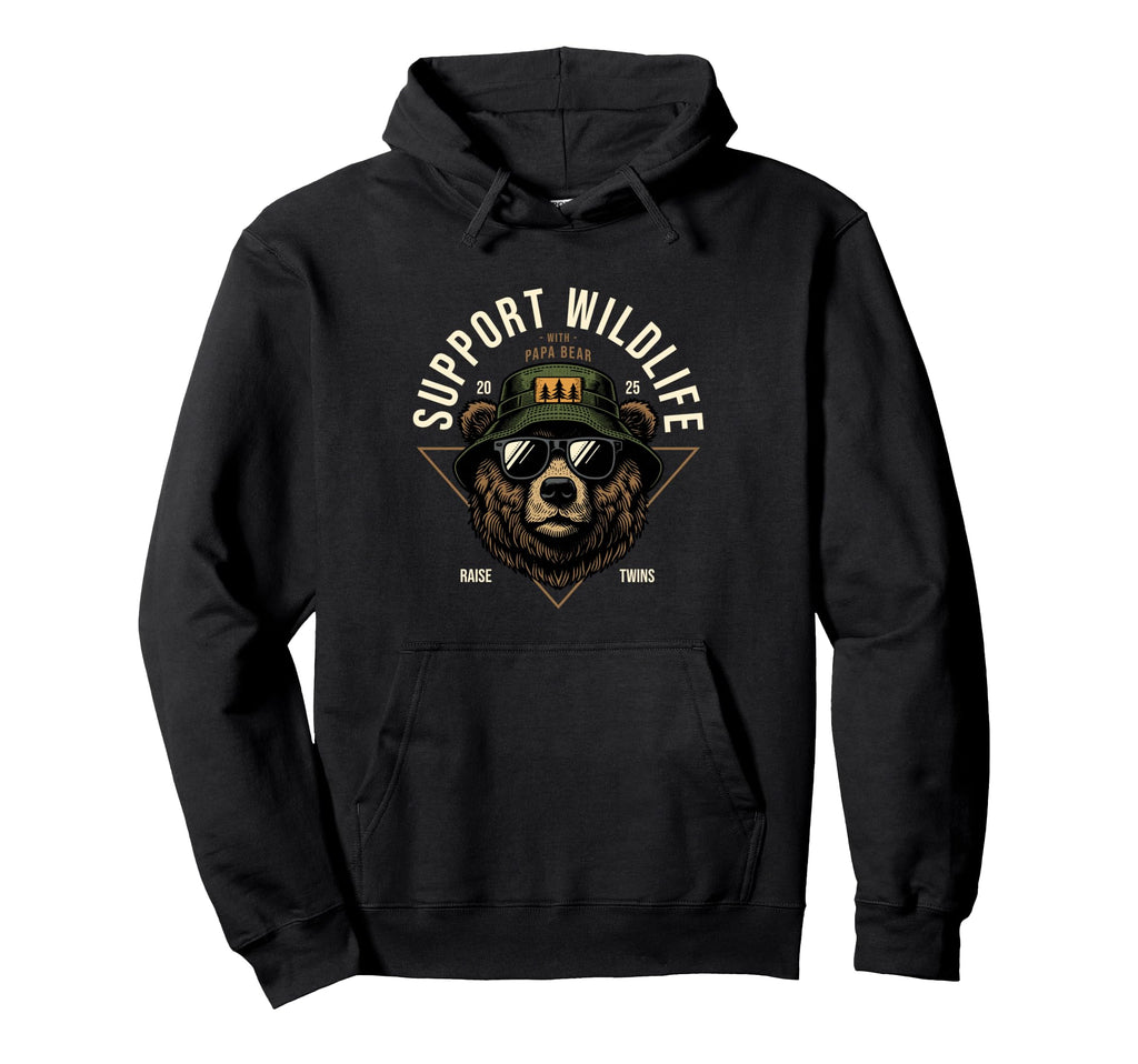 Twin Dad Support Wildlife Raise Twins Hoodie - Fun Novelty Design Unisex - T-Shirt, Sweatshirt, Hoodie
