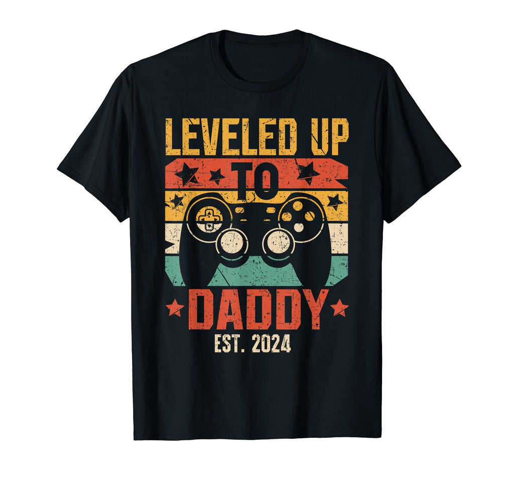 Leveled Up To Daddy 2024 Pregnancy T-Shirt - Trendy Graphic Unisex - T-Shirt, Sweatshirt, Hoodie