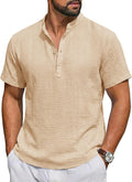 Mens Casual Henley Short Sleeve Band Collar Textured - Adult & Kids T-Shirts, Sweatshirts & Hoodies apparel design preview 1