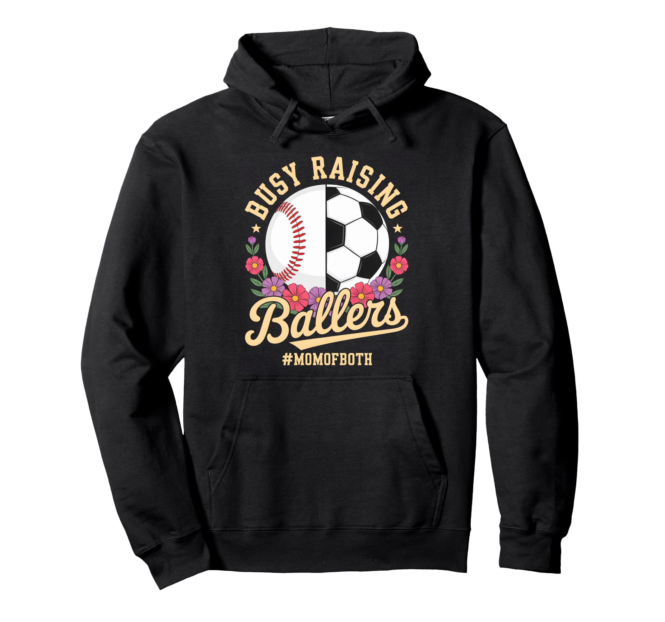 Baseball Soccer Flowers Mom Both Busy Hoodie - Minimalist Print Unisex - T-Shirt, Sweatshirt, Hoodie