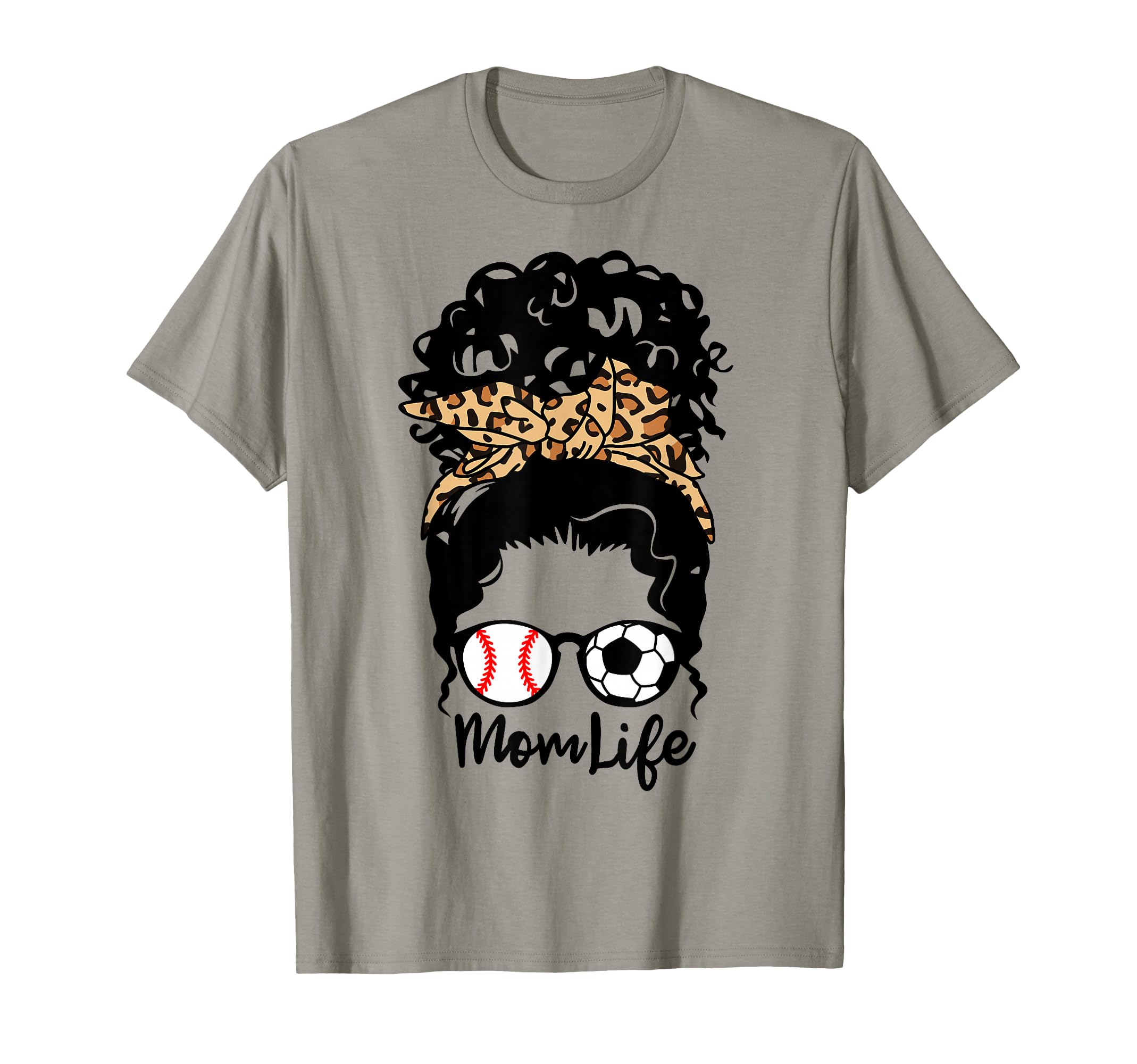Mom Life Messy Bun Curly Hair T-Shirt - Casual Everyday Wear Unisex - T-Shirt, Sweatshirt, Hoodie