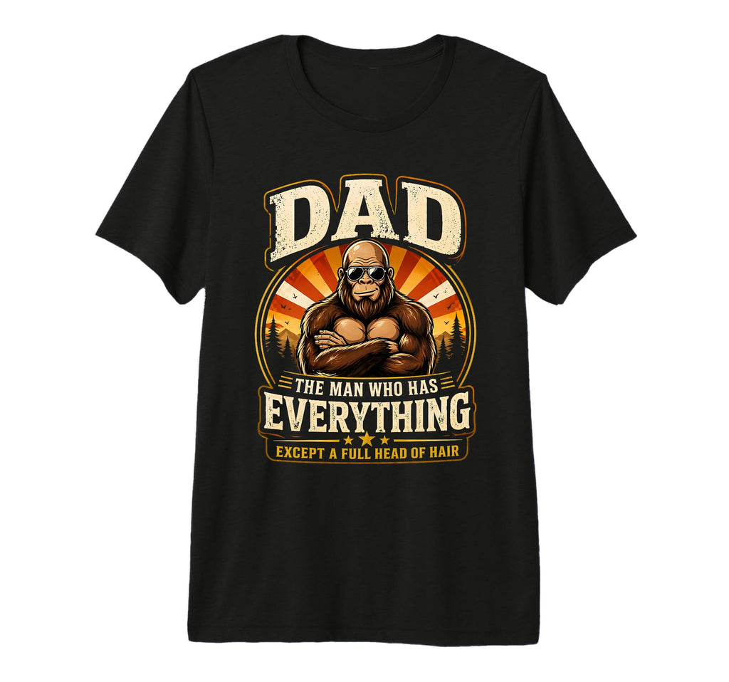 Funny Bald Dad Bigfoot Gift Husband T-Shirt - Minimalist Print Men Women - T-Shirt, Sweatshirt, Hoodie