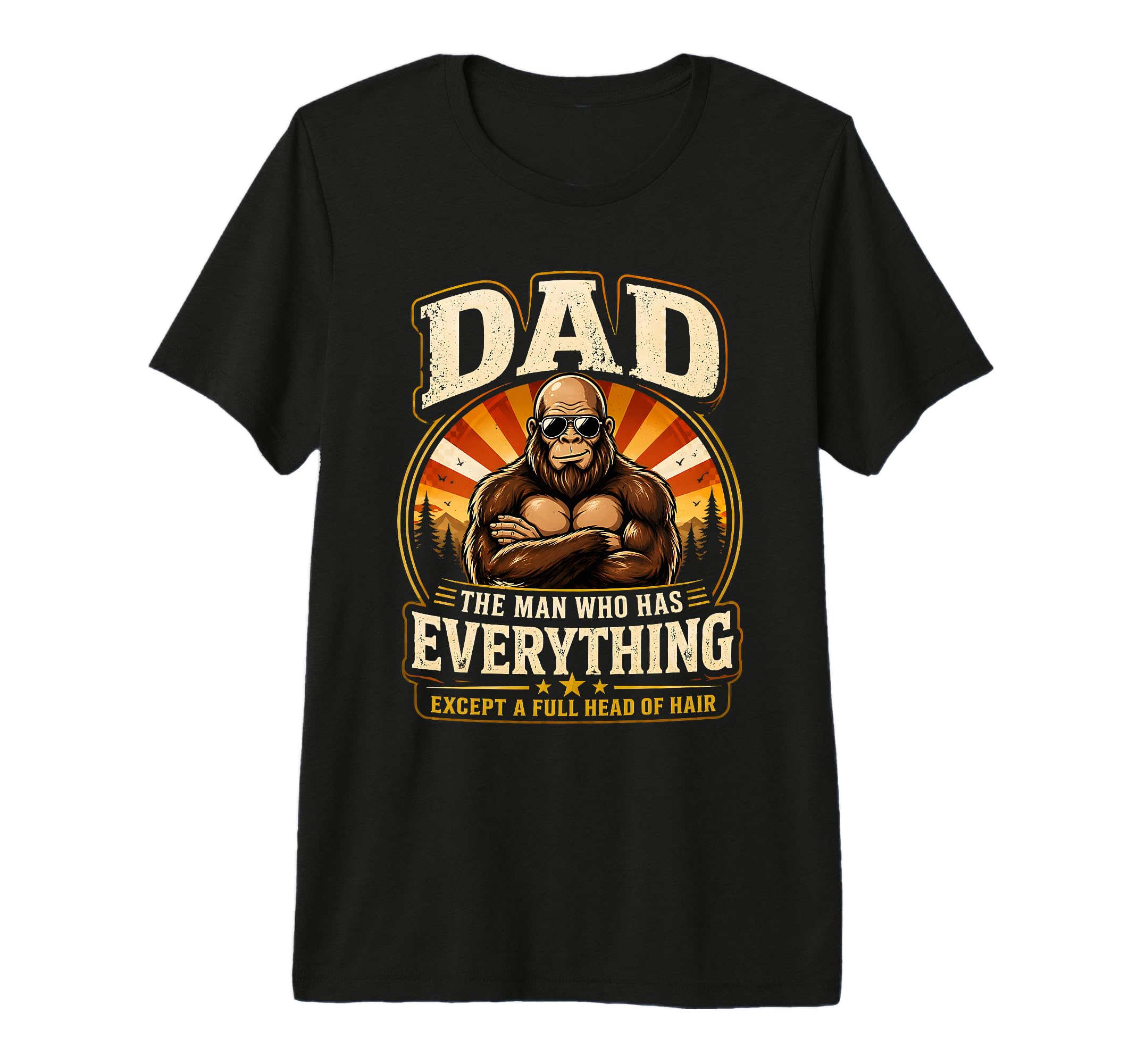 Funny Bald Dad Bigfoot Gift Husband T-Shirt - Minimalist Print Men Women - T-Shirt, Sweatshirt, Hoodie