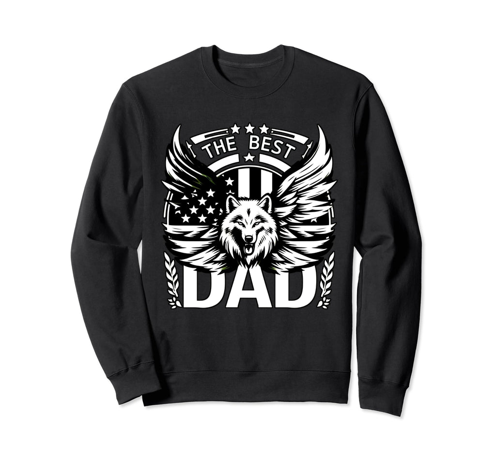 Best Dad Wolf Bald Eagle Sweatshirt - Fun Novelty Design Men Women - T-Shirt, Sweatshirt, Hoodie