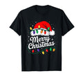 Merry Lights Red Santa Hat Family T-Shirt - Graphic Print Men Women - T-Shirt, Sweatshirt, Hoodie