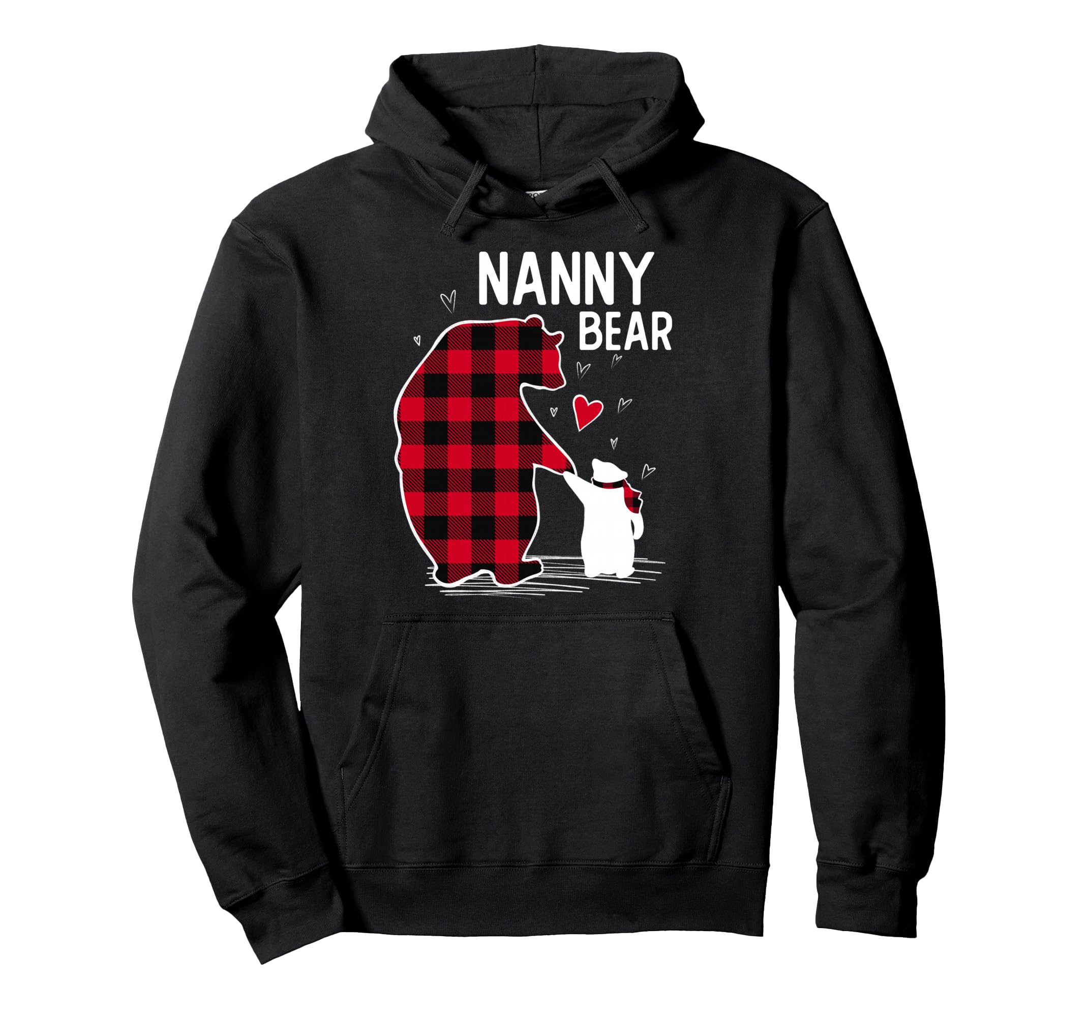 Nanny Bear Pajama Red Buffalo Plaid Hoodie - Casual Everyday Wear Men Women - T-Shirt, Sweatshirt, Hoodie