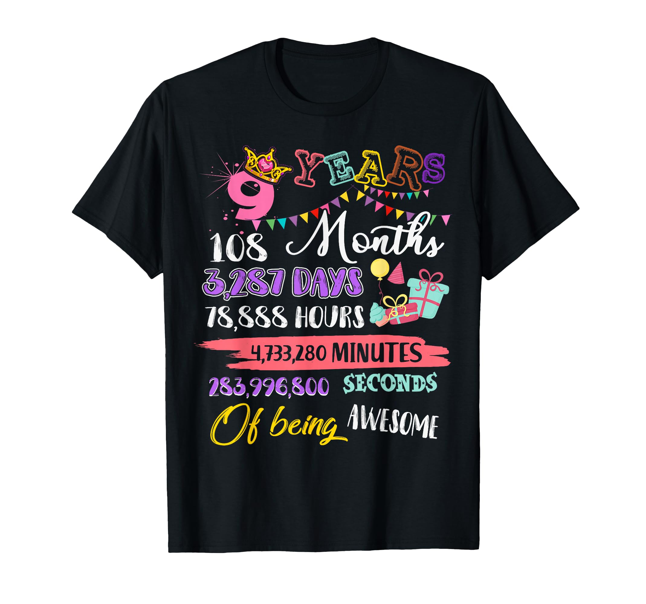 9Th Birthday 9 Years Old Being Awesome T-Shirt - Graphic Print Men Women - T-Shirt, Sweatshirt, Hoodie