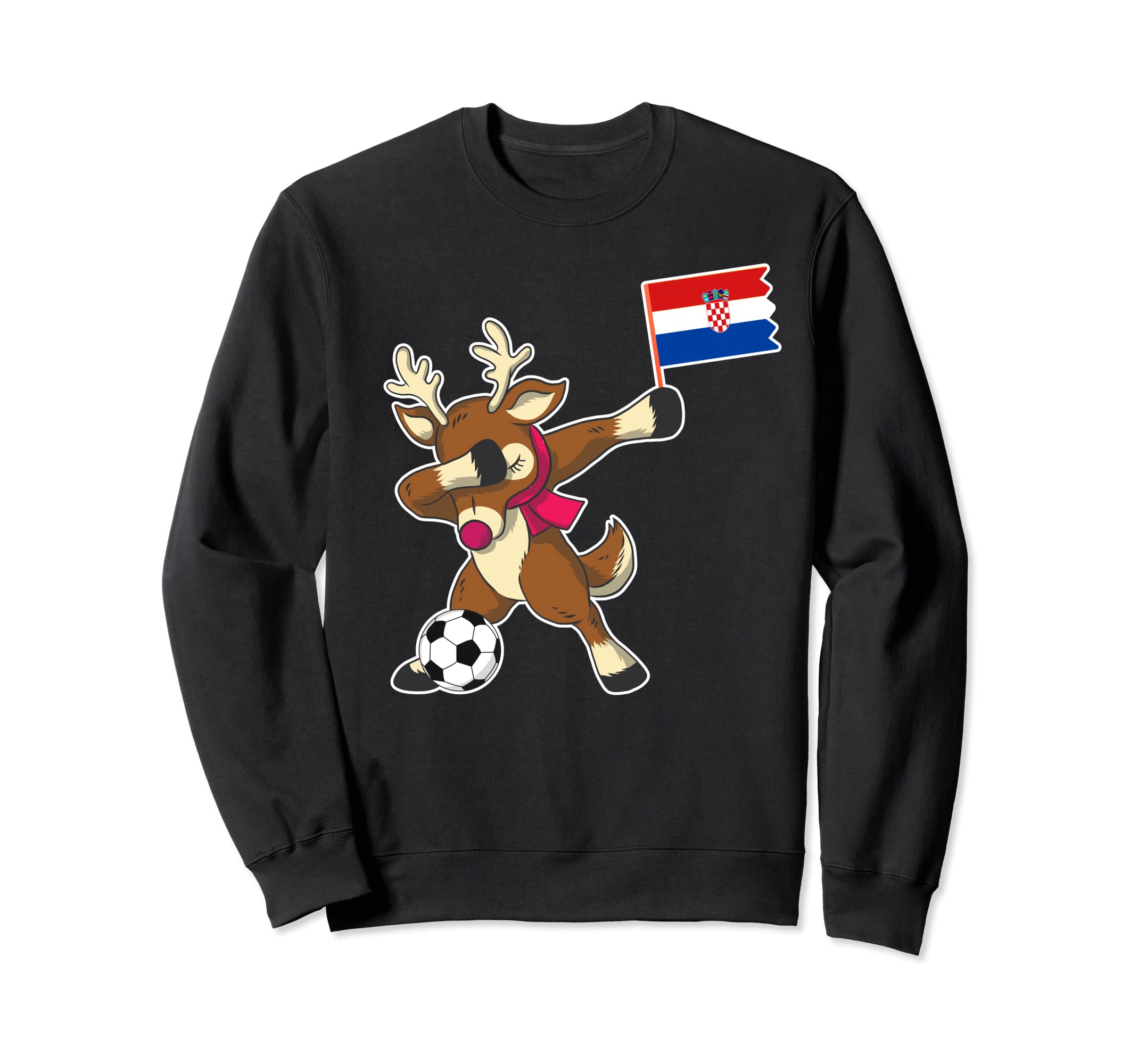 Soccer Croatian Flag Reindeer Croatia Sweatshirt - Graphic Print Men Women - T-Shirt, Sweatshirt, Hoodie