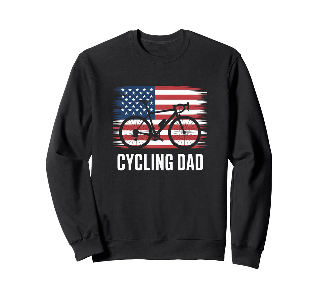 Cycling Dad American Flag Road Sweatshirt - Custom Art Print for Adults - T-Shirt, Sweatshirt, Hoodie