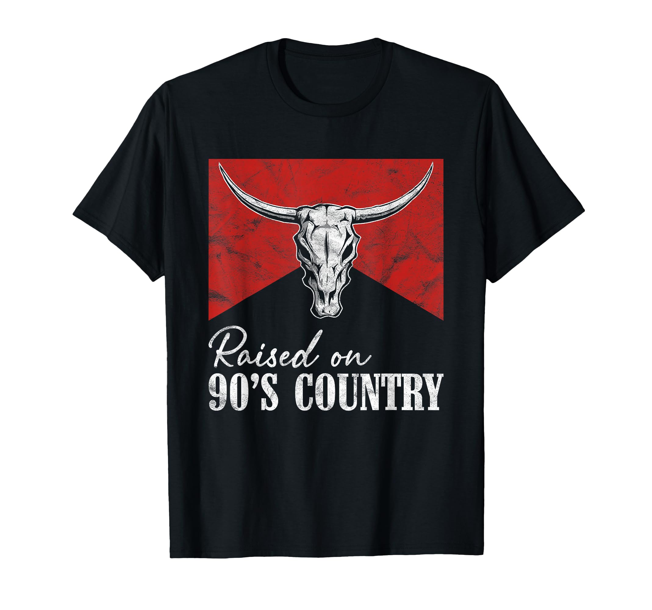 Raised 90S Country Music Western Bull T-Shirt - Unique Graphic for Adults - T-Shirt, Sweatshirt, Hoodie