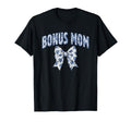 Bonus Mom Coquette Toile Blue Bow Floral T-Shirt - Graphic Print Men Women - T-Shirt, Sweatshirt, Hoodie