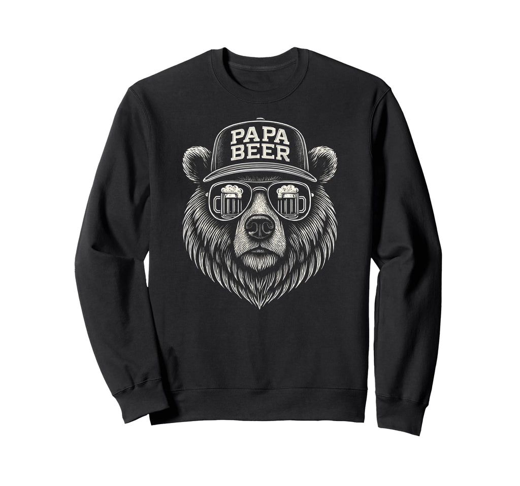 Papa Beer Funny Dad Bear Drinking Sweatshirt - Custom Art Print for Adults - T-Shirt, Sweatshirt, Hoodie